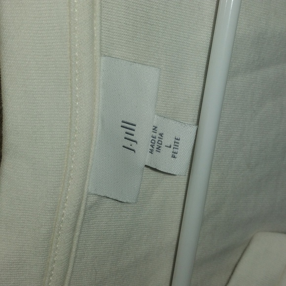 J. Jill V Neck Pullover Textured Cotton Blend Cream Ivory Soft Top LP - Picture 5 of 7